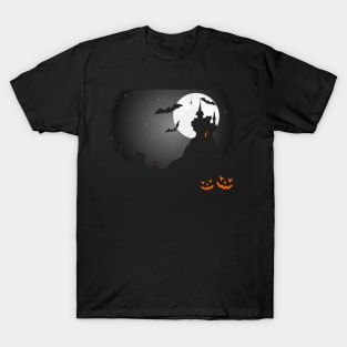 Halloween Graveyard - Pumpkins, Bats and Cats T-Shirt